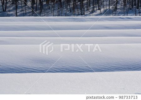 Shadow of rice terraces with snow Shadow of rice terraces with snow 98733713