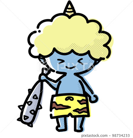 Setsubun illustration of a blue demon with a hand-drawn iron club 98734233