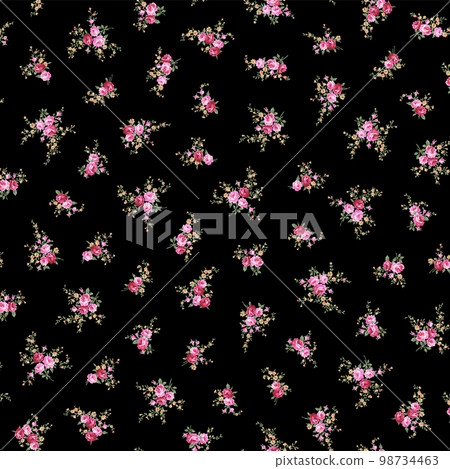 自由風格可愛玫瑰無縫圖案 自由風格可愛玫瑰無縫圖案 98734463