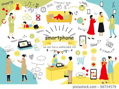 人們享受智能手機 98734579