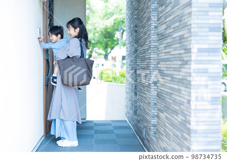 Entrance Garden Parent and child going out Entrance Garden Parent and child going out 98734735