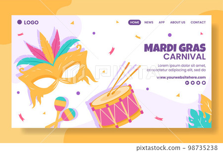 Mardi Gras Carnival Social Media Landing Page Flat Cartoon Hand Drawn Templates Illustration Mardi Gras Carnival Social Media Landing Page Flat Cartoon Hand Drawn Templates Illustration 98735238