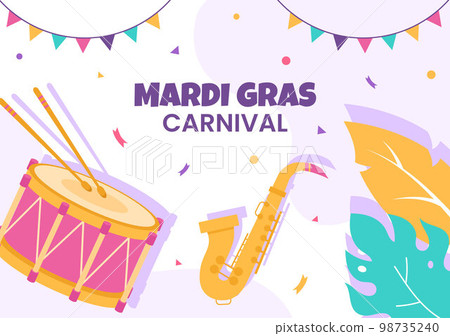 Mardi Gras Carnival Vertical Flat Background Cartoon Hand Drawn Templates Illustration Mardi Gras Carnival Vertical Flat Background Cartoon Hand Drawn Templates Illustration 98735240