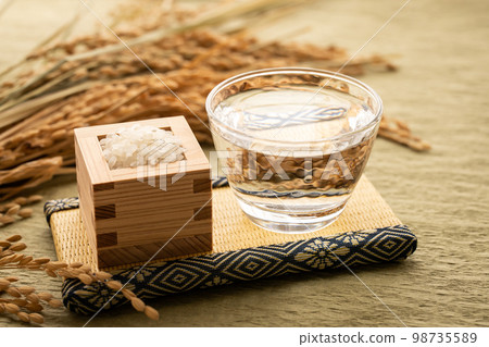 Japanese sake and rice photo material 98735589
