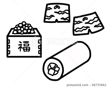 Setsubun 插圖集的手寫 ehomaki 和豆 Setsubun 插圖集的手寫 ehomaki 和豆 98735662