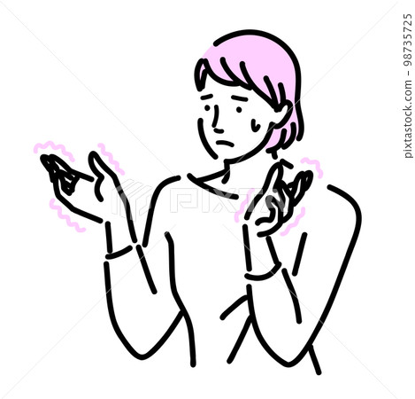 A woman suffering from numbness in her hands 98735725