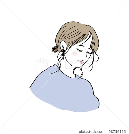 Illustration of a beautiful woman looking down 98736113