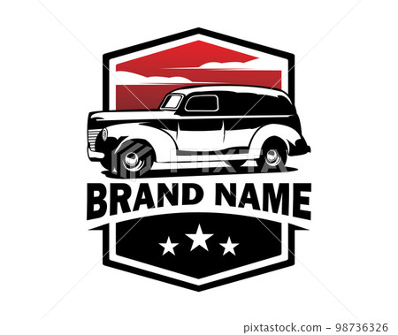 Illustration of 1952 chevrolet panel van. The illustrations are easy to use and highly customizable, logically layered to suit your needs. shiny car isolated on white background 98736326