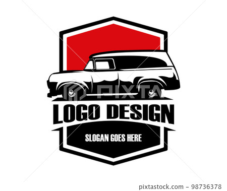 classic panel truck logo silhouette. isolated white background view from side. best for badge, emblem concept, icon, truck car industry. vector illustration available in eps 10. classic panel truck logo silhouette. isolated white background view from side. best for badge, emblem concept, icon, truck car industry. vector illustration available in eps 10. 98736378