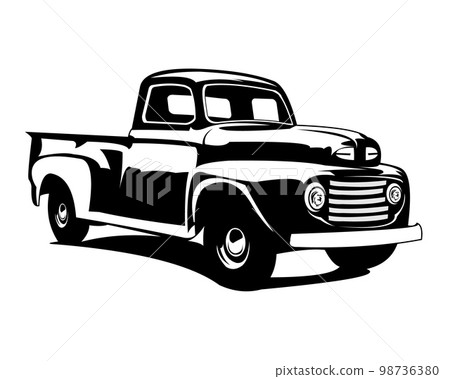 vintage pickup trucks silhouettes. vector perimium truck design. best for emblem concept badge, industrial truck. 98736380