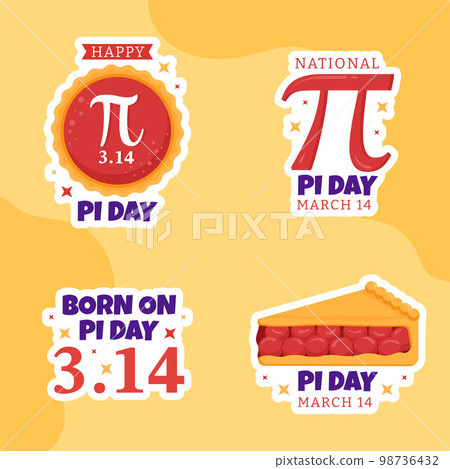 World Pi Day Label with Mathematical Constants or Baked Sweet Pie Flat Cartoon Hand Drawn Templates Illustration 98736432