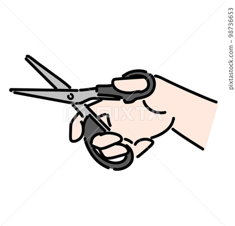 An illustration with a handle holding black scissors An illustration with a handle holding black scissors 98736653