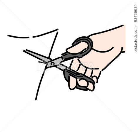 Illustration of a handle cutting paper with black scissors Illustration of a handle cutting paper with black scissors 98736654