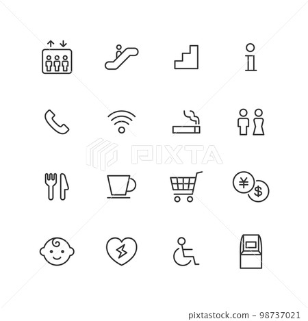 Floor guide line drawing icon set 98737021