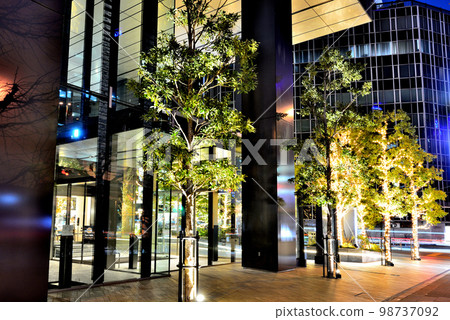 A high-rise office building business area around Shibuya Station Beautiful night view of Solasta lit up A high-rise office building business area around Shibuya Station Beautiful night view of Solasta lit up 98737092