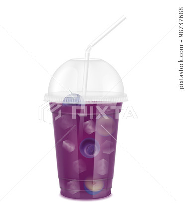 Empty Plastic Smoothie Cup with a Straw Stock Image - Illustration