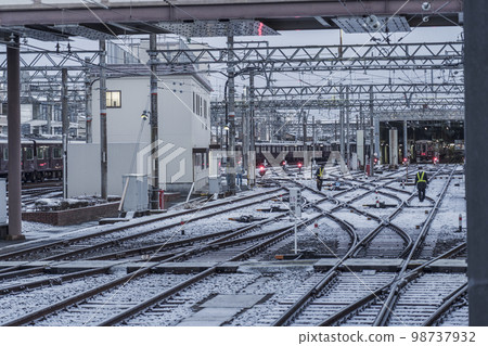 Hankyu Katsura garage in winter scenery Hankyu Katsura garage in winter scenery 98737932