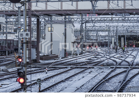 Hankyu Katsura garage in winter scenery Hankyu Katsura garage in winter scenery 98737934