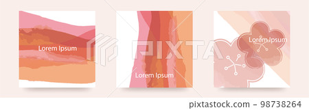 水彩風格水墨藝術和梅花一個簡單的矢量插圖模闆卡集，可以用作廣告的一部分 98738264