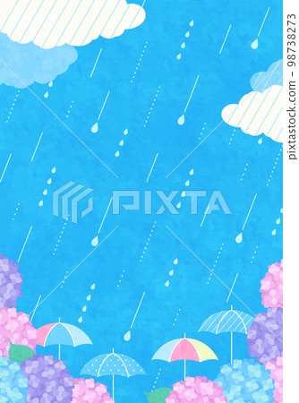 Vector illustration background of hydrangea and rainy season 98738273