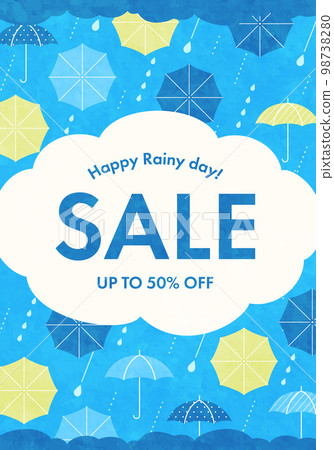 Rainy day pop sale banner design template (vector illustration background) 98738280