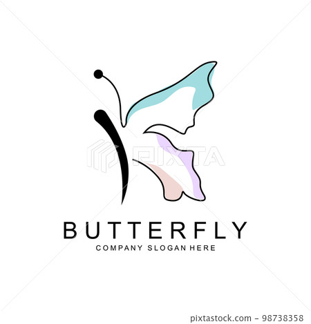 Butterfly Logo Design, Beautiful Flying Animal, Company Brand Icon Illustration, Screen Printing, Salon 98738358