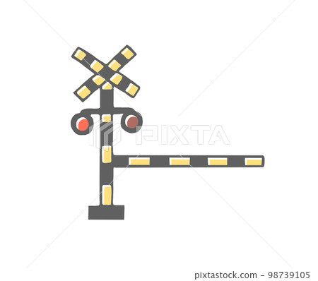 Cute hand drawn style illustration of railroad crossing 98739105
