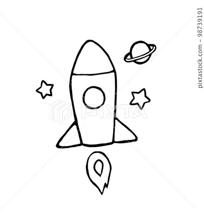 火箭的可愛手繪風格插圖 火箭的可愛手繪風格插圖 98739191
