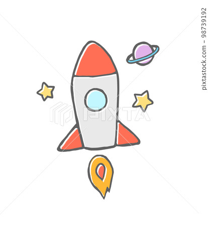 Cute hand drawn style illustration of a rocket Cute hand drawn style illustration of a rocket 98739192