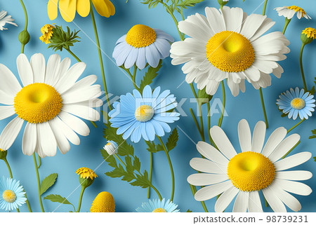 Flower daisies art paper cut style. Ai generated. 98739231