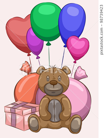 Cute cartoon teddy bears and gifts 98739423