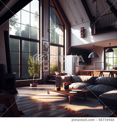 Interior of modern stylish bedroom Interior of modern stylish bedroom 98739488