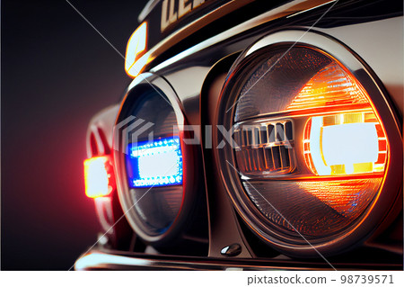 Police car lights in night time 98739571
