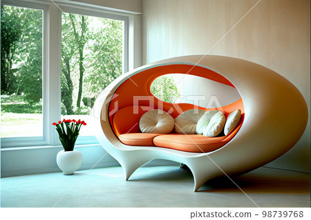 cozy ergonomic sofa in the bright interior of the future 98739768