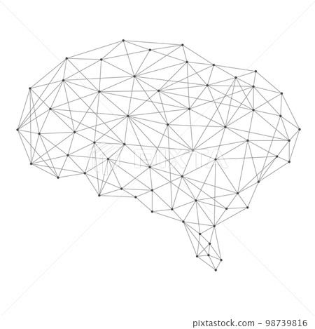 Human brain connected with line.Neural network artificial intelligence virtual emulation science technology concept. 98739816