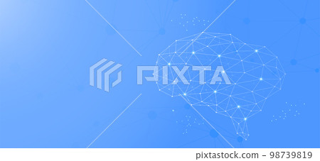 Human brain connected with line.Neural network artificial intelligence virtual emulation science technology concept. Human brain connected with line.Neural network artificial intelligence virtual emulation science technology concept. 98739819