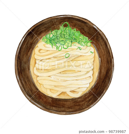 手繪水彩插圖,描繪了美味的烏龍麵(日本料理) 手繪水彩插圖,描繪了美味的烏龍麵(日本料理) 98739987