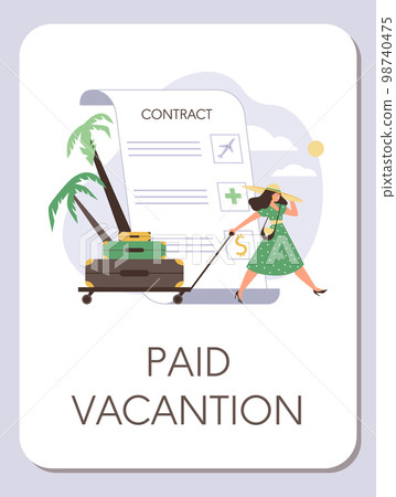 Paid vacation for employee concept of banner flat vector illustration isolated. 98740475