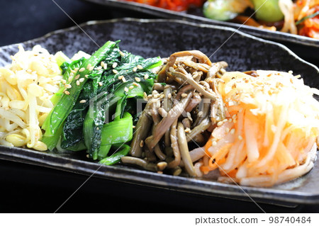 Assorted Namul (Japanese radish, Japanese mustard spinach, fern and bean sprouts) 98740484