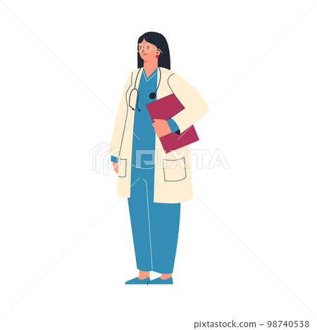 Woman doctor or therapist cartoon character flat vector illustration isolated. Woman doctor or therapist cartoon character flat vector illustration isolated. 98740538