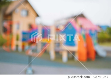 blurred background of playground in park on summer day. High quality photo 98741037