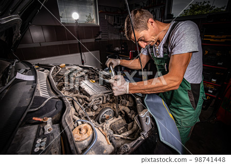 Mechanic with wrench Mechanic with wrench 98741448
