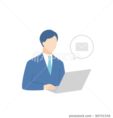 A male job hunting student who received an email notification on his laptop 98741548