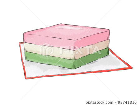 菱餅在紙上的插圖（水彩風格） 98741816