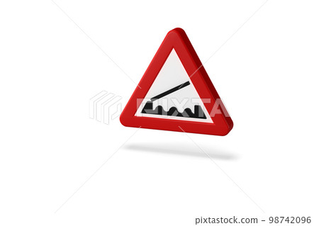 traffic sign, 3d render. mobile bridge. highway traffic code. traffic sign, 3d render. mobile bridge. highway traffic code. 98742096