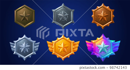 Military game ranking badge set with star insignia Military game ranking badge set with star insignia 98742143