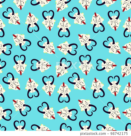 Pattern of Funky demon head with a creepy ugly face. 98742175