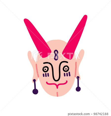 Ugly demon head. vector illustration in doodle style 98742188