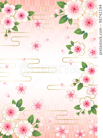 Cherry blossoms and cloud arrows background vertical pink Cherry blossoms and cloud arrows background vertical pink 98742194