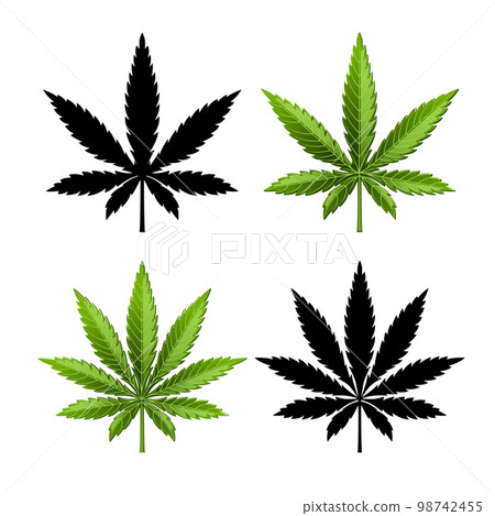 Marijuana leaf or cannabis leaf weed icons 98742455